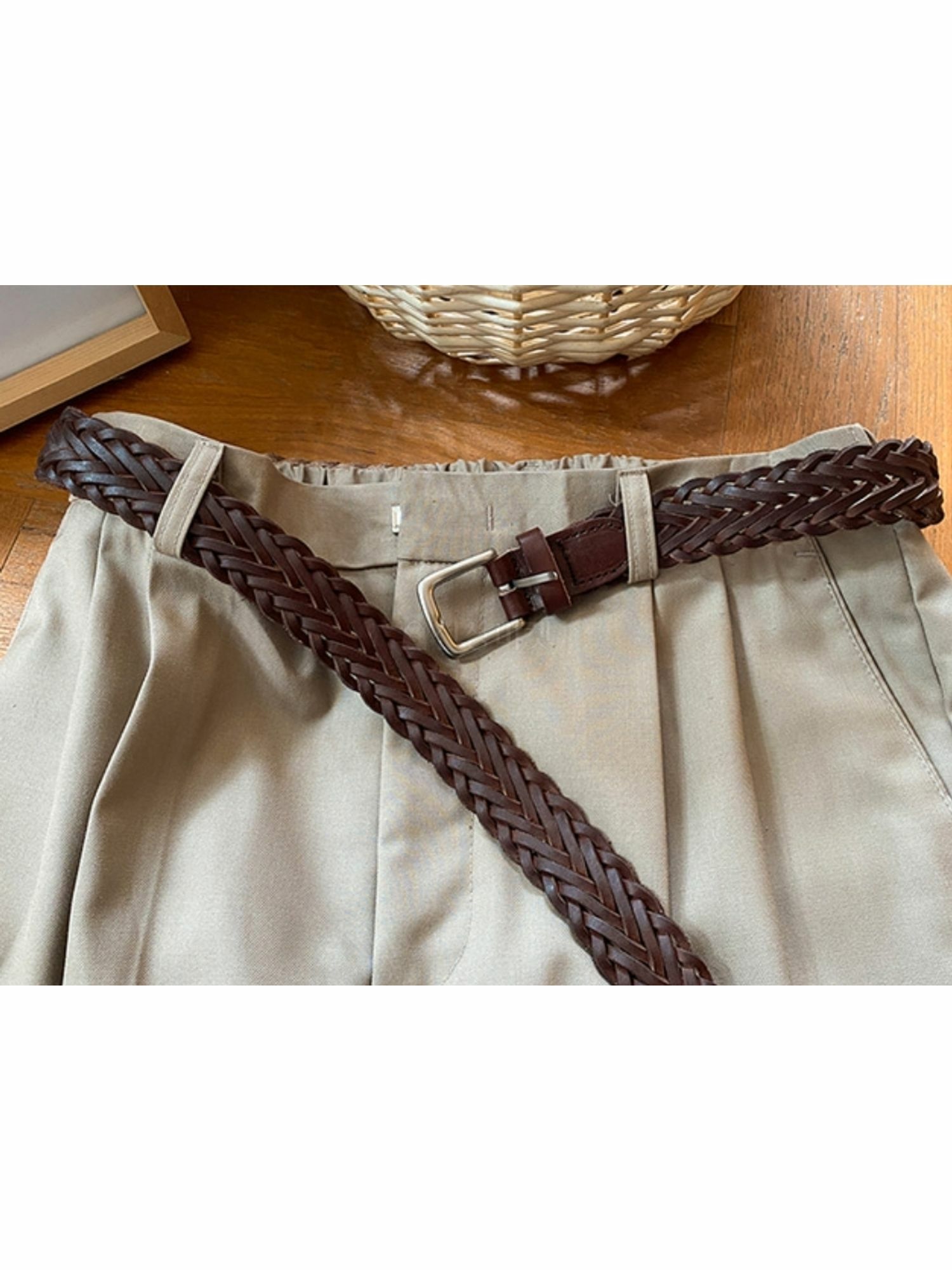 真皮麻花編織腰帶