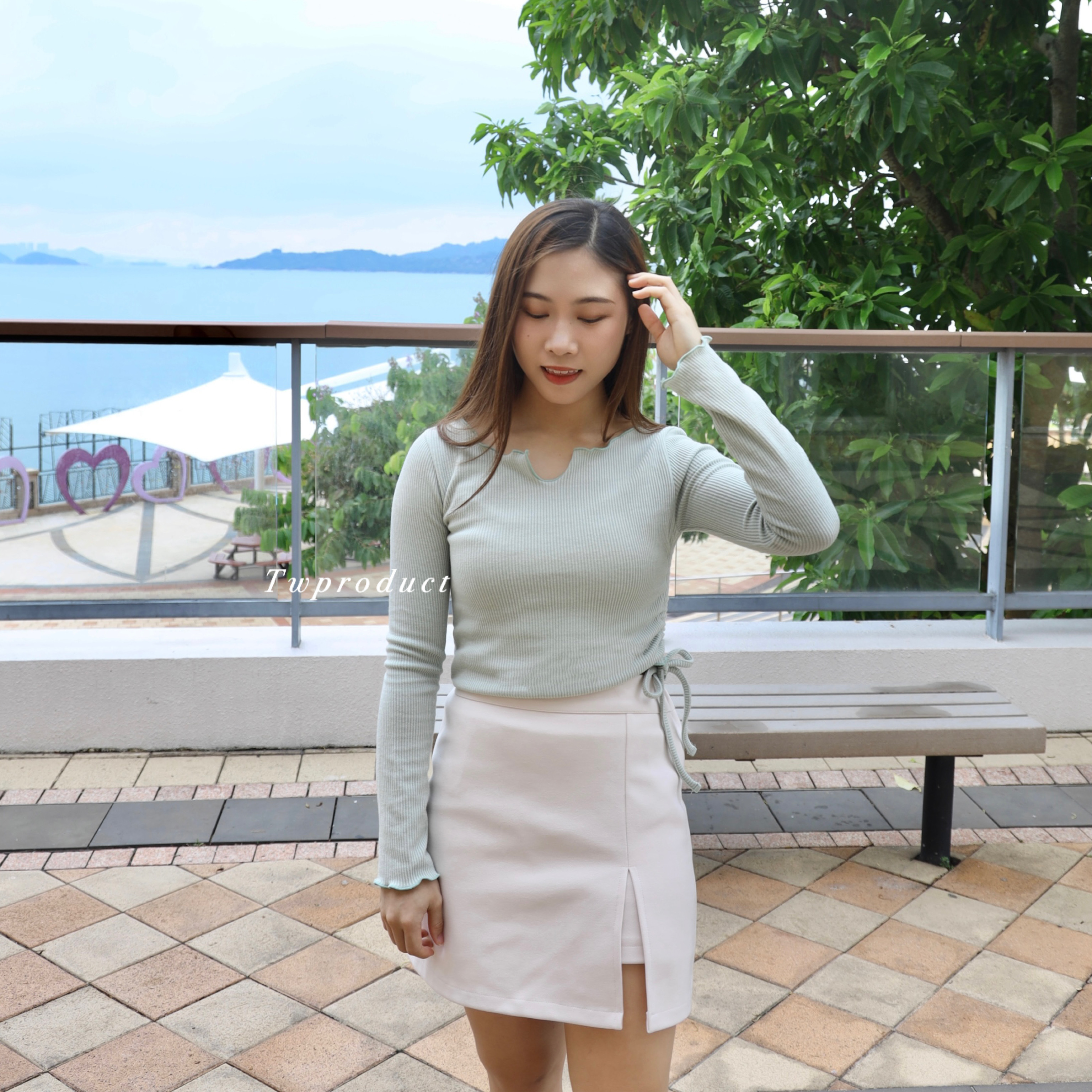 ✨ || TOP301 ||貼身側索帶波浪TOP