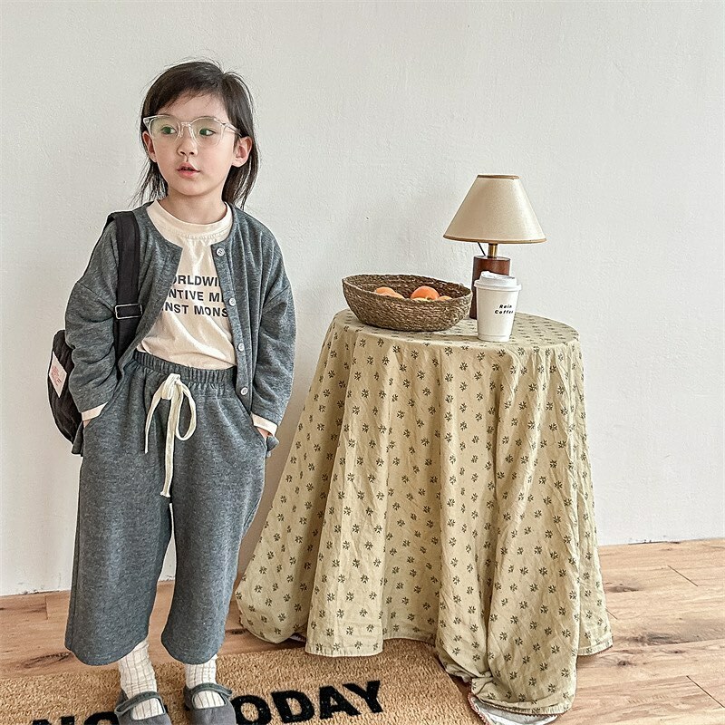 日系慵懶風簡約棉質外套+九分褲套裝