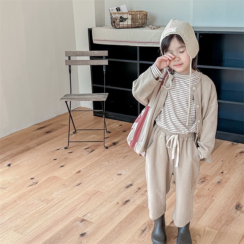 日系慵懶風簡約棉質外套+九分褲套裝