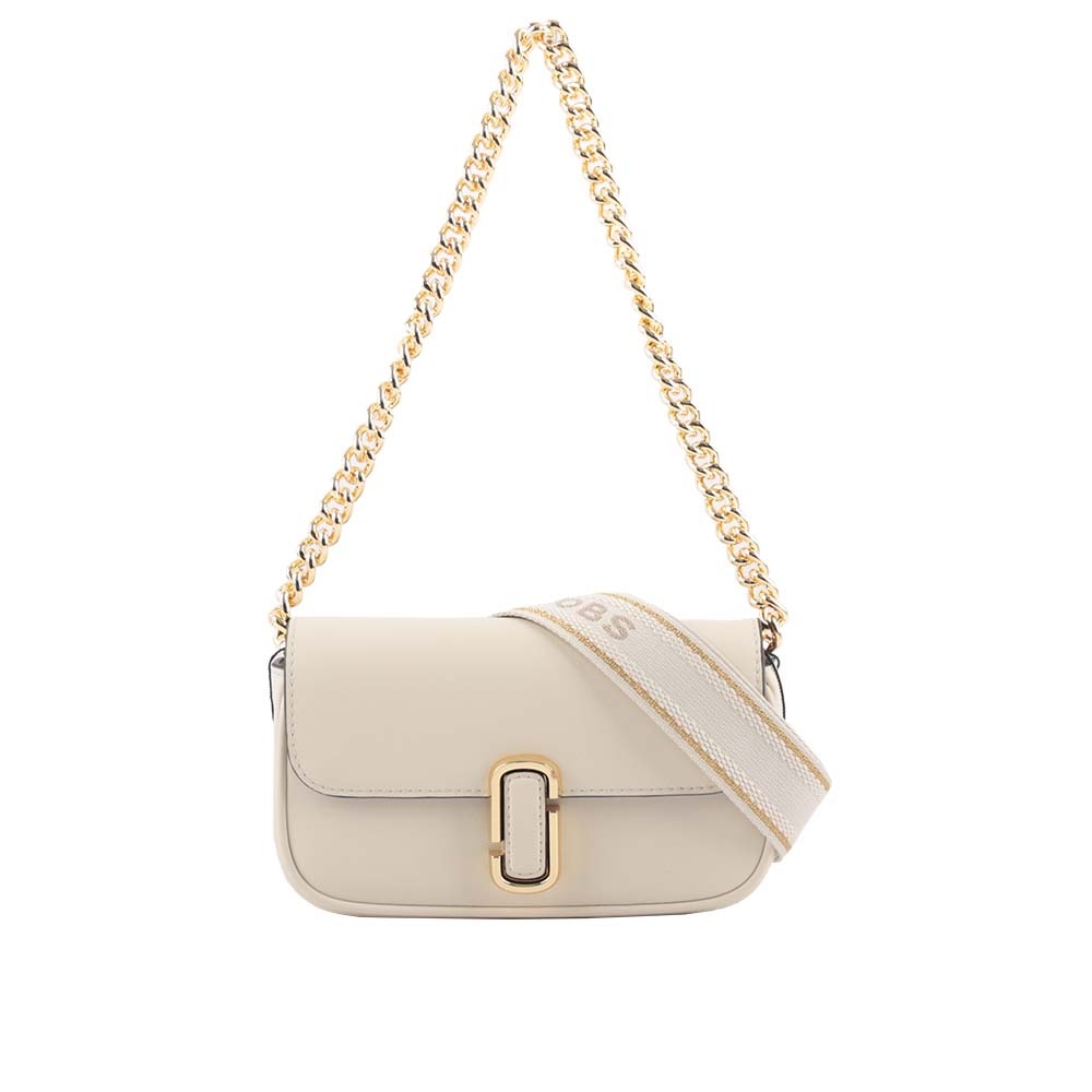 【MARC JACOBS】THE J MARC 平滑牛皮翻蓋迷你二用包(天空白)