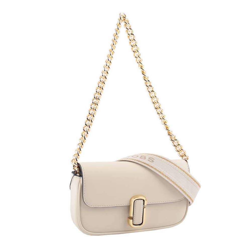 【MARC JACOBS】THE J MARC 平滑牛皮翻蓋迷你二用包(天空白)