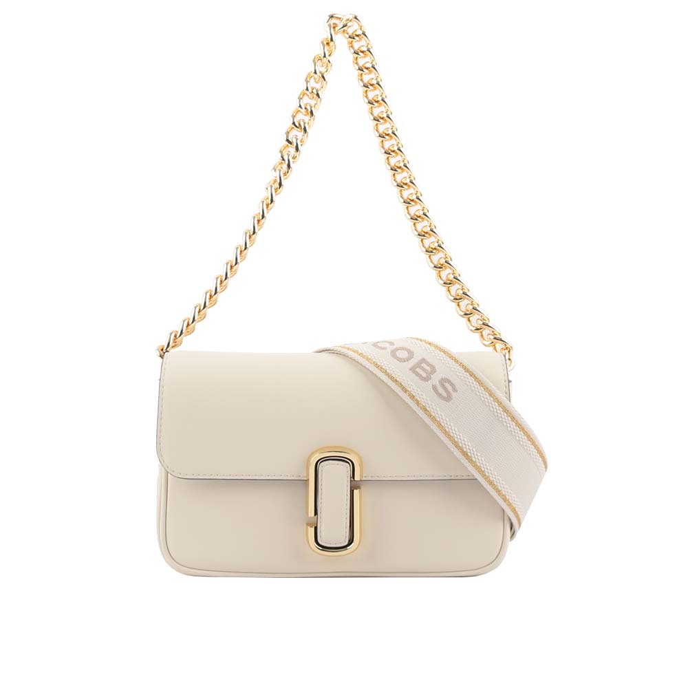 【MARC JACOBS】THE J MARC 平滑牛皮翻蓋二用包(天空白)