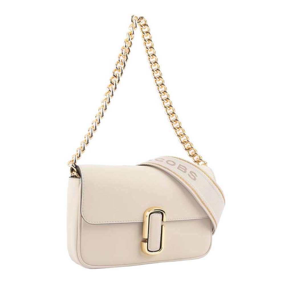 【MARC JACOBS】THE J MARC 平滑牛皮翻蓋二用包(天空白)