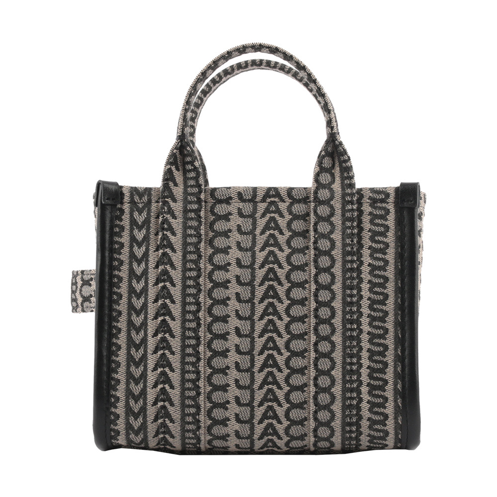 【MARC JACOBS】THE MONOGRAM TOTE 滿版標誌迷你托特包(黑色/深米色) H021M06RE22 261