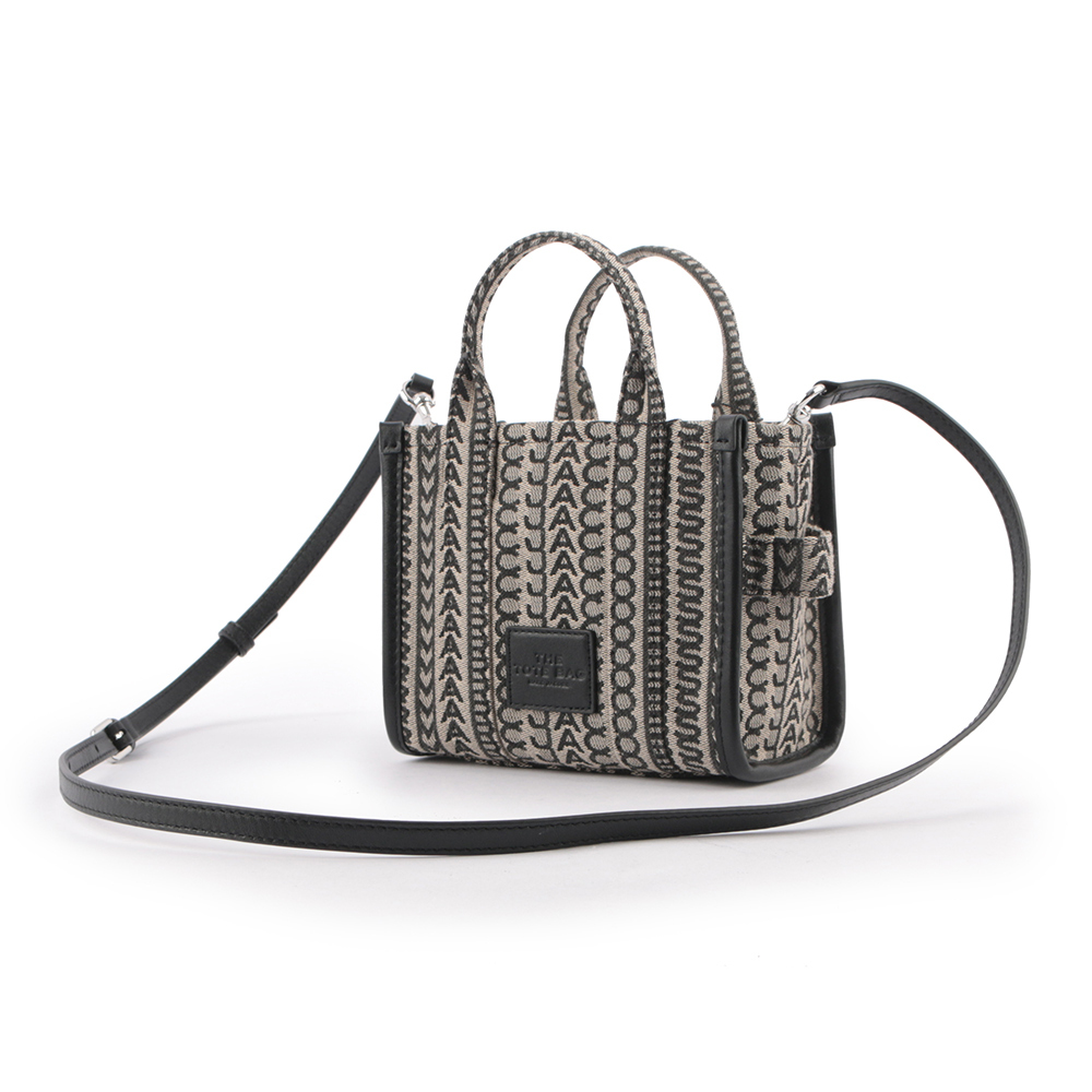【MARC JACOBS】THE MONOGRAM TOTE 滿版標誌迷你托特包(黑色/深米色) H021M06RE22 261
