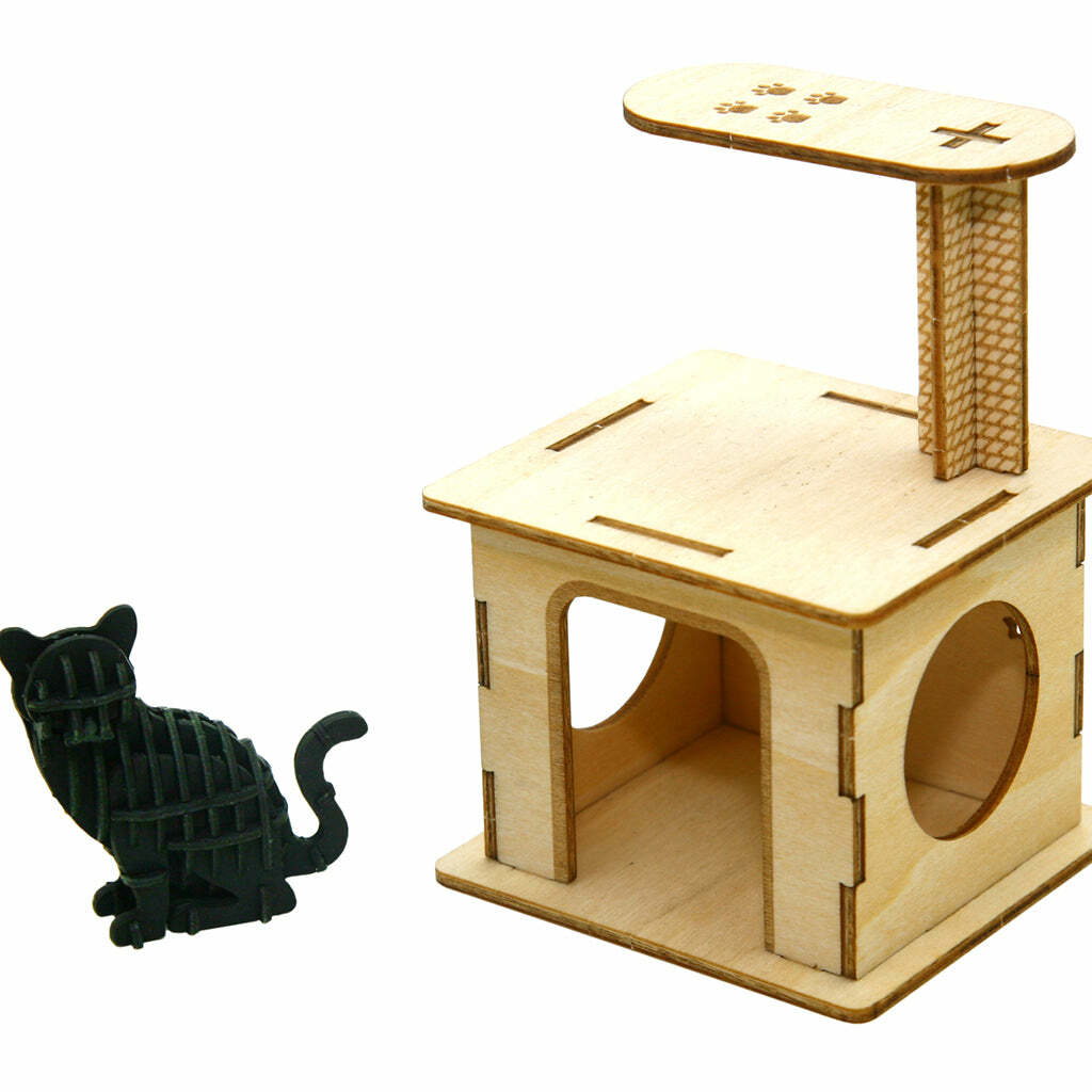 JIGZLE (E) 3D PUZZLE - CAT PLAYGROUND with SITTING CAT