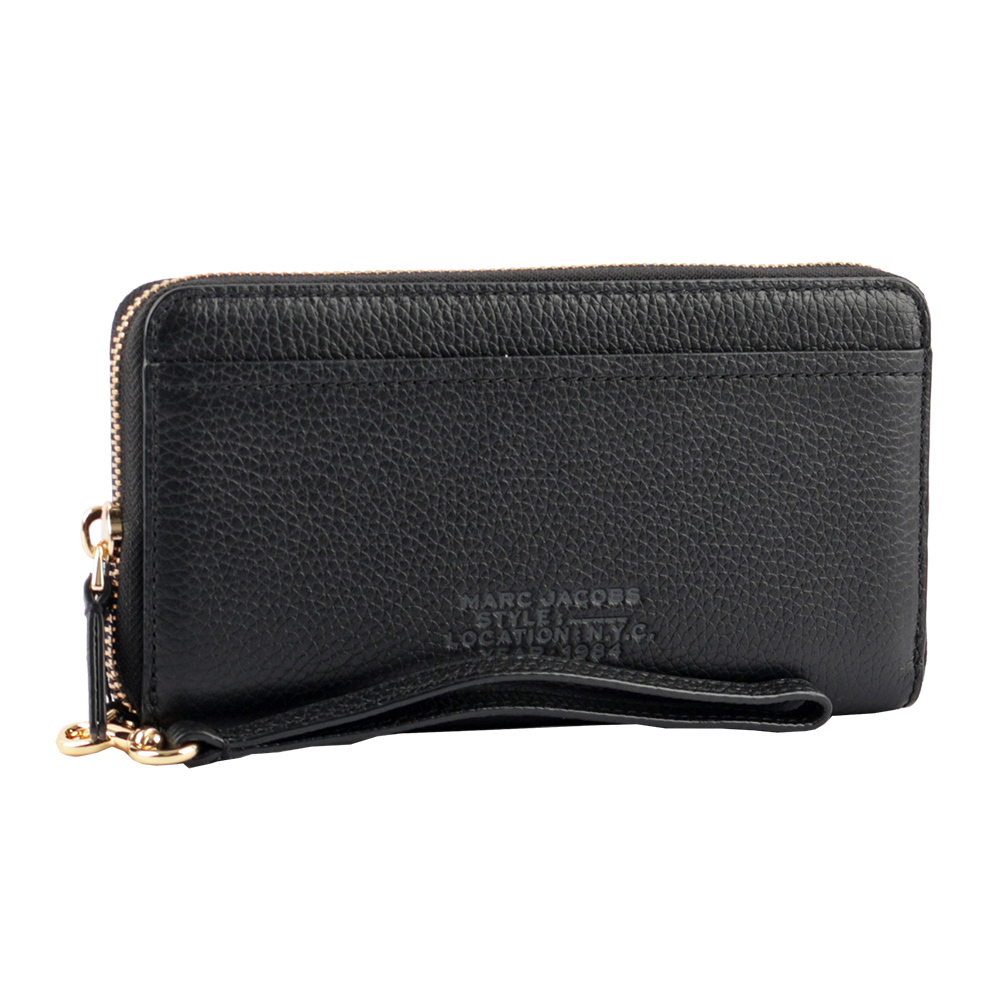 【MARC  JACOBS】粒面皮革附提把長夾(黑色)