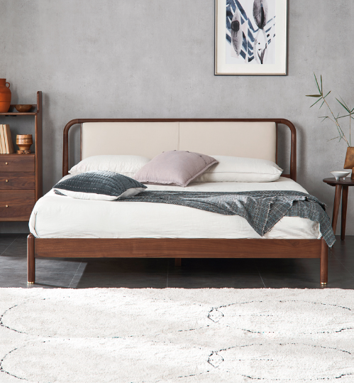 盧森堡胡桃木軟包床D款 LSB-B5017