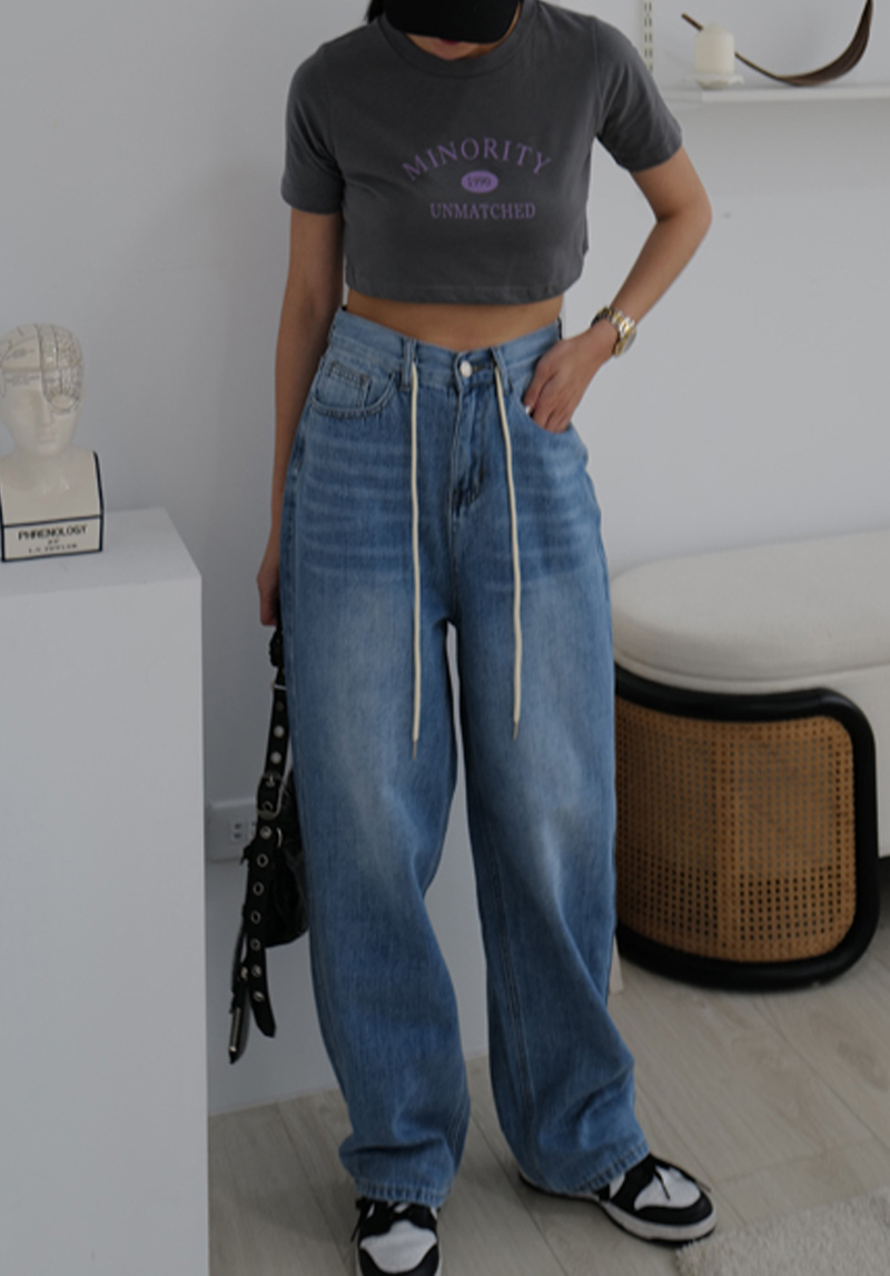 抽繩落地牛仔褲*2色