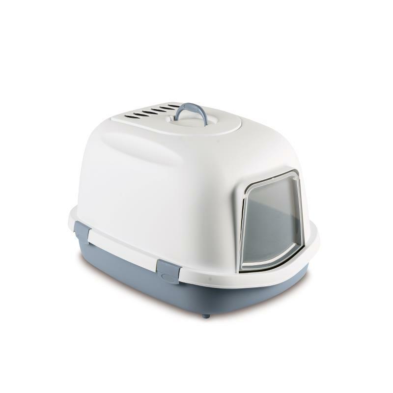 Zolux 加大有蓋貓砂盤．鋼藍色/深灰色