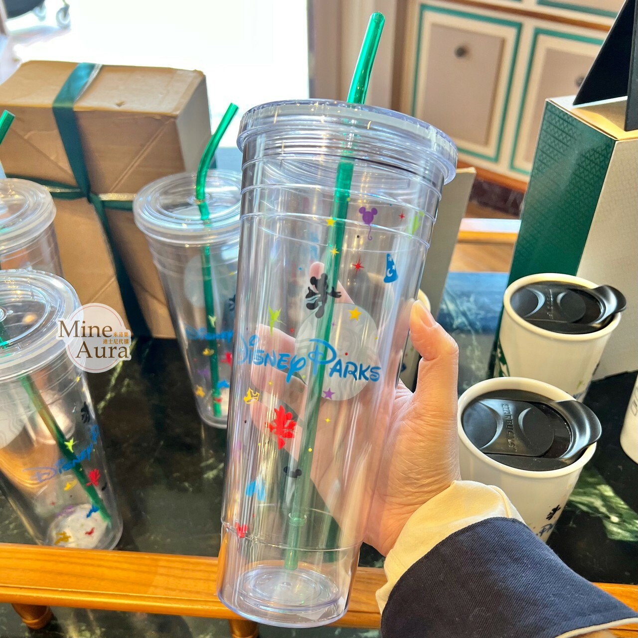 星巴克 Starbucks 樂園限定 透明 吸管 水杯 -香港迪士尼樂園