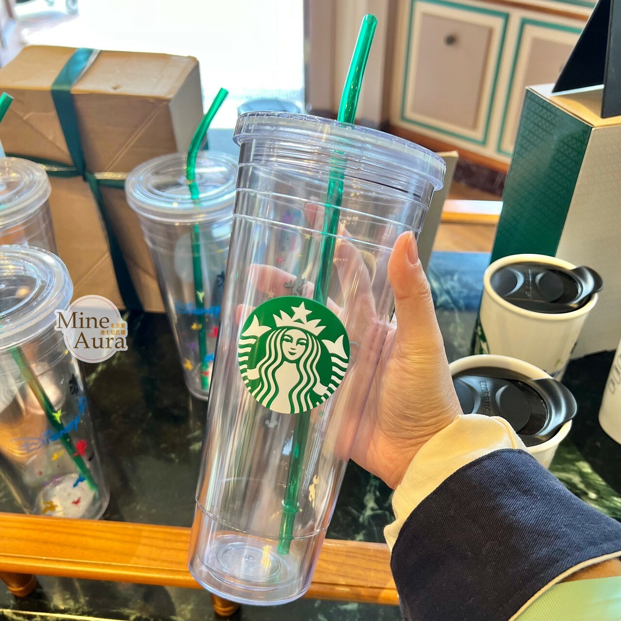 星巴克 Starbucks 樂園限定 透明 吸管 水杯 -香港迪士尼樂園