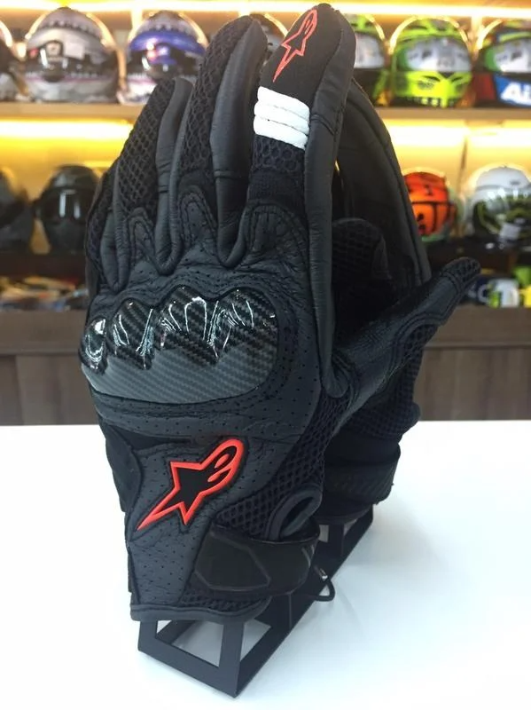 ALPINESTARS SMX-1 AIR V2 GLOVES BLACK/RED FLUO 黑螢光紅 皮布手套