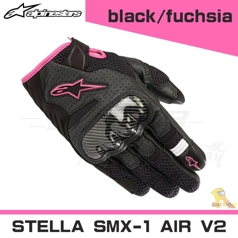 ALPINESTARS STELLA SMX-1 AIR V2 GLOVES BLACK/PINK 黑粉 皮布手套 女版