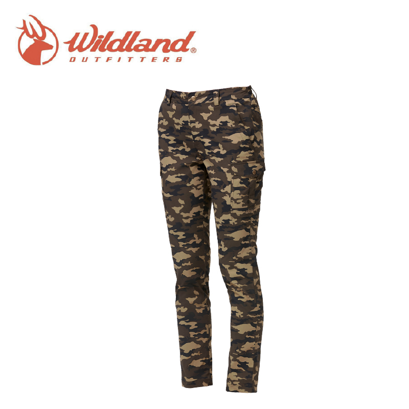 Wildland 荒野 彈性50+抗UV功能迷彩褲 女款 (深卡其) 彈性舒適/抗UV防曬/休閒登山 21W91331