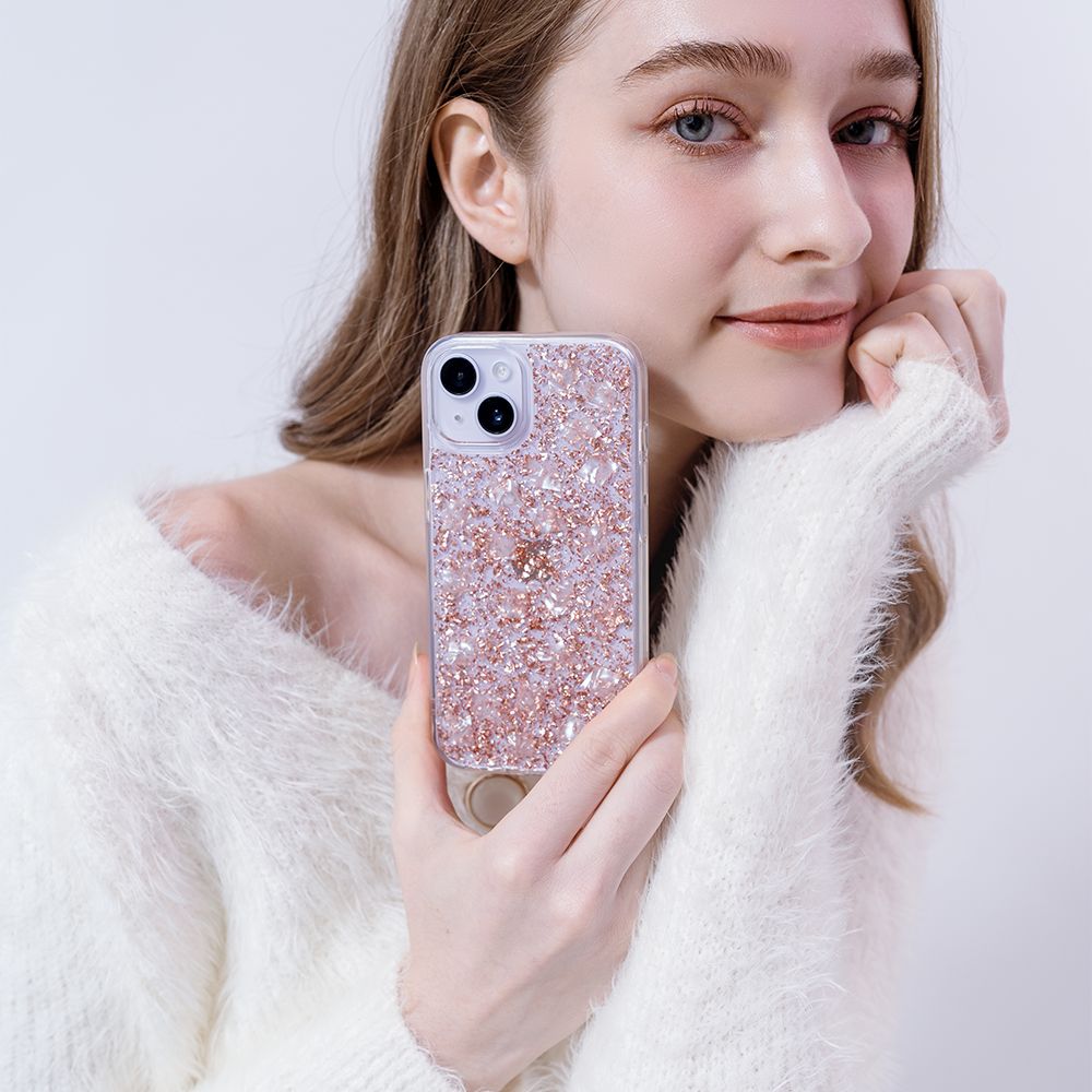 蝴蝶結緞帶(紫) 玫瑰金貝拉殼 - (訂製名字) iPhone客製化手機殼