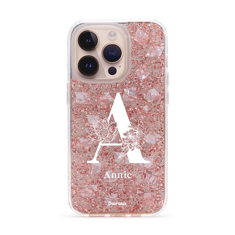 大字陪襯 玫瑰金貝拉殼 - (訂製名字) iPhone客製化手機殼