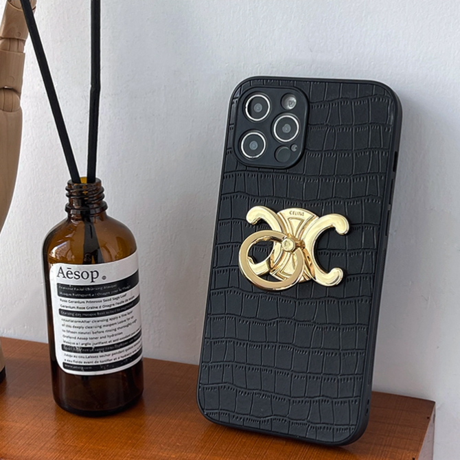 Crocodile skin ring phone case