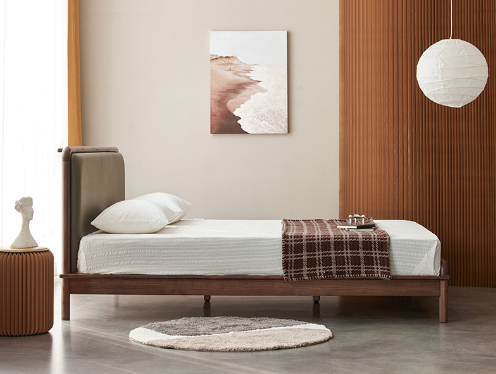 盧森堡胡桃木軟包床架A款 LSB-B501A