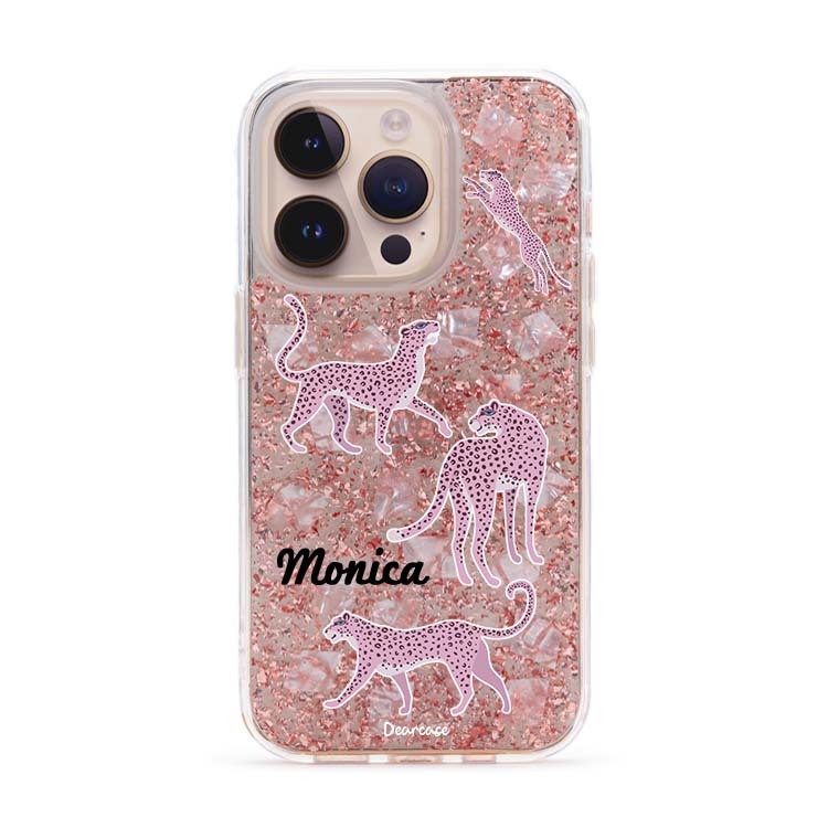 玫瑰粉豹 玫瑰金貝拉殼 - (訂製名字) iPhone客製化手機殼