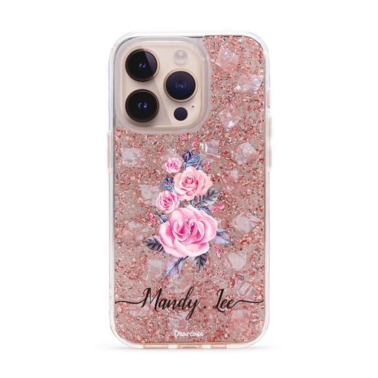 專情玫瑰 玫瑰金貝拉殼 - (訂製名字) iPhone客製化手機殼