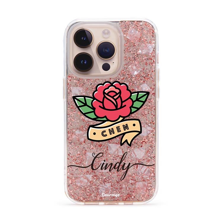 美式玫瑰 玫瑰金貝拉殼 - (訂製名字) iPhone客製化手機殼