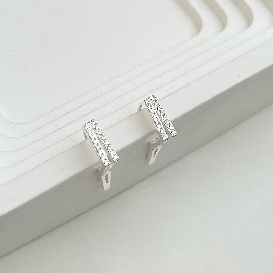 填空．雙排鑽方形純銀易扣