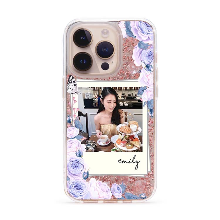 紫色照片 玫瑰金貝拉殼 - (訂製名字) iPhone客製化手機殼