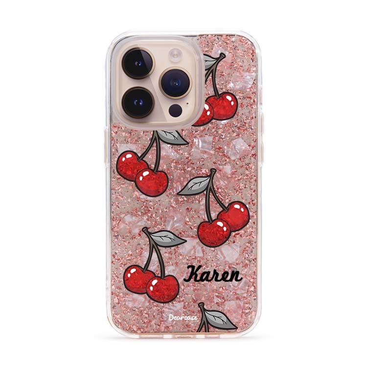 可口櫻桃 玫瑰金貝拉殼 - (訂製名字) iPhone客製化手機殼