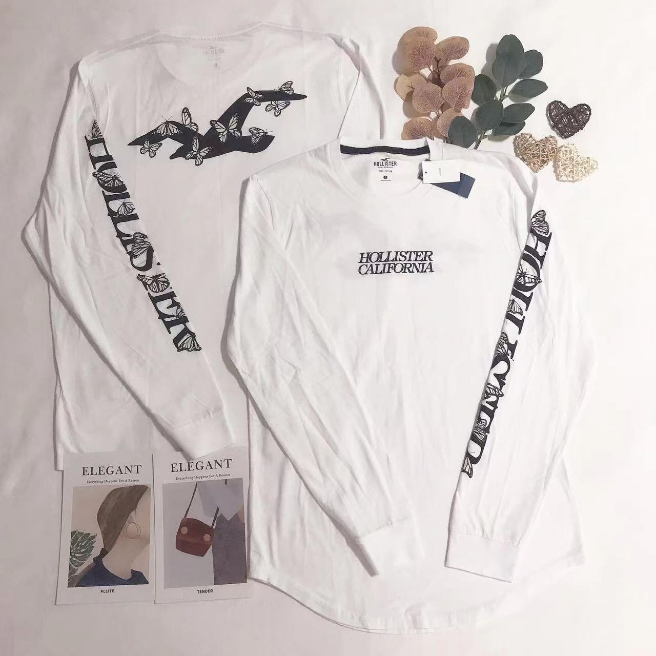 HOLLISTER BUTTERFLY BACK PRINT LS TEE