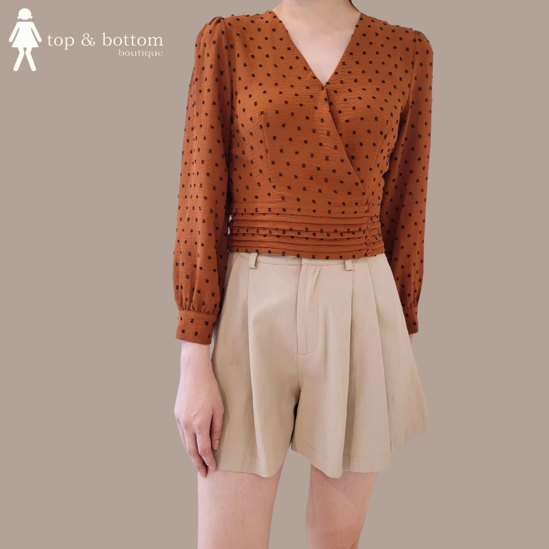 L/SLEEVE DOTTED CROP TOP