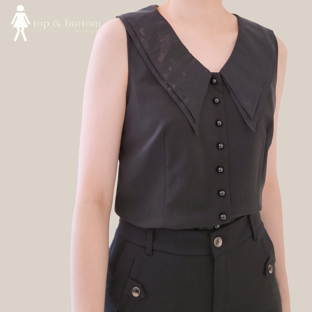 ORGANZA COLLARED BUTTON BLOUSE