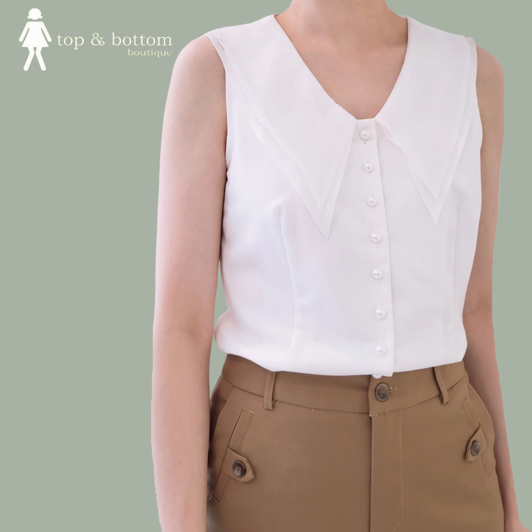 ORGANZA COLLARED BUTTON BLOUSE