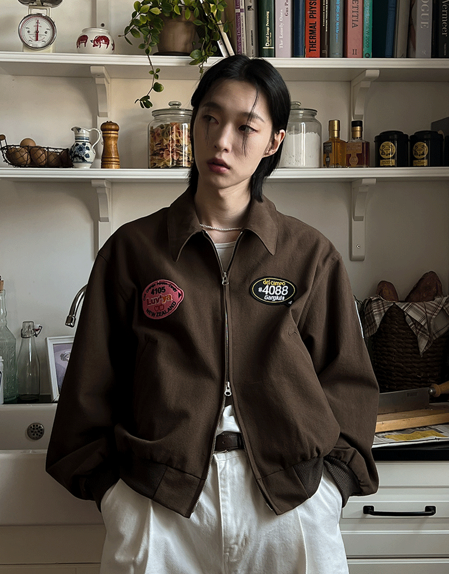 工程師復古補丁束腰夾外套