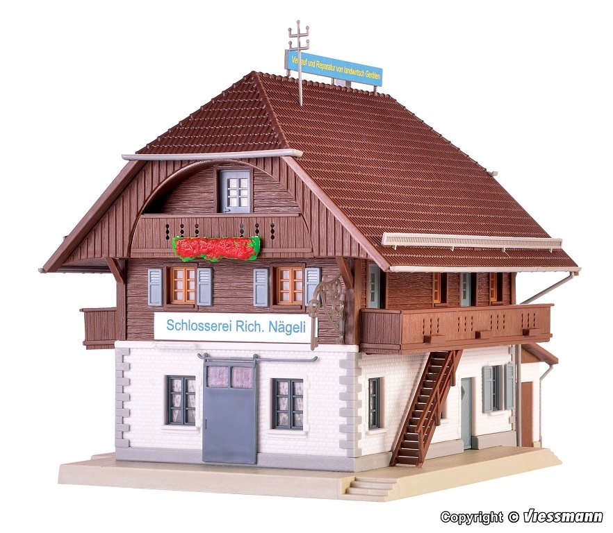 Kibri 38800 HO scale Locksmith's shop "Nägeli" kit.