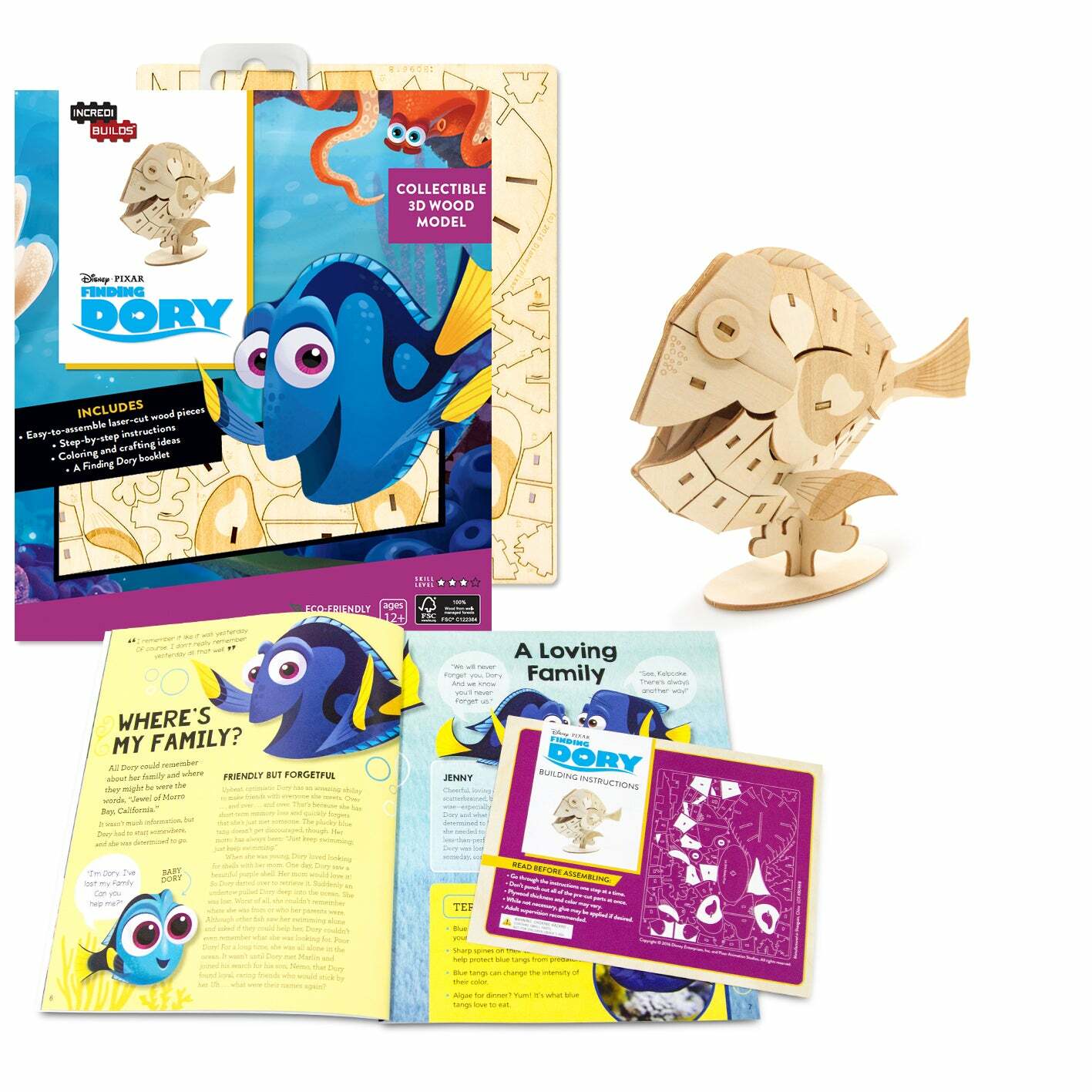 INCREDIBUILDS 3D PLYWOOD PUZZLE - Disney: Dory Kit+