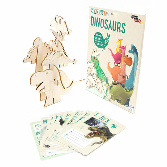 INCREDIBUILDS 3D PLYWOOD PUZZLE -Stackables: Dinosaurs Kit+ Asia