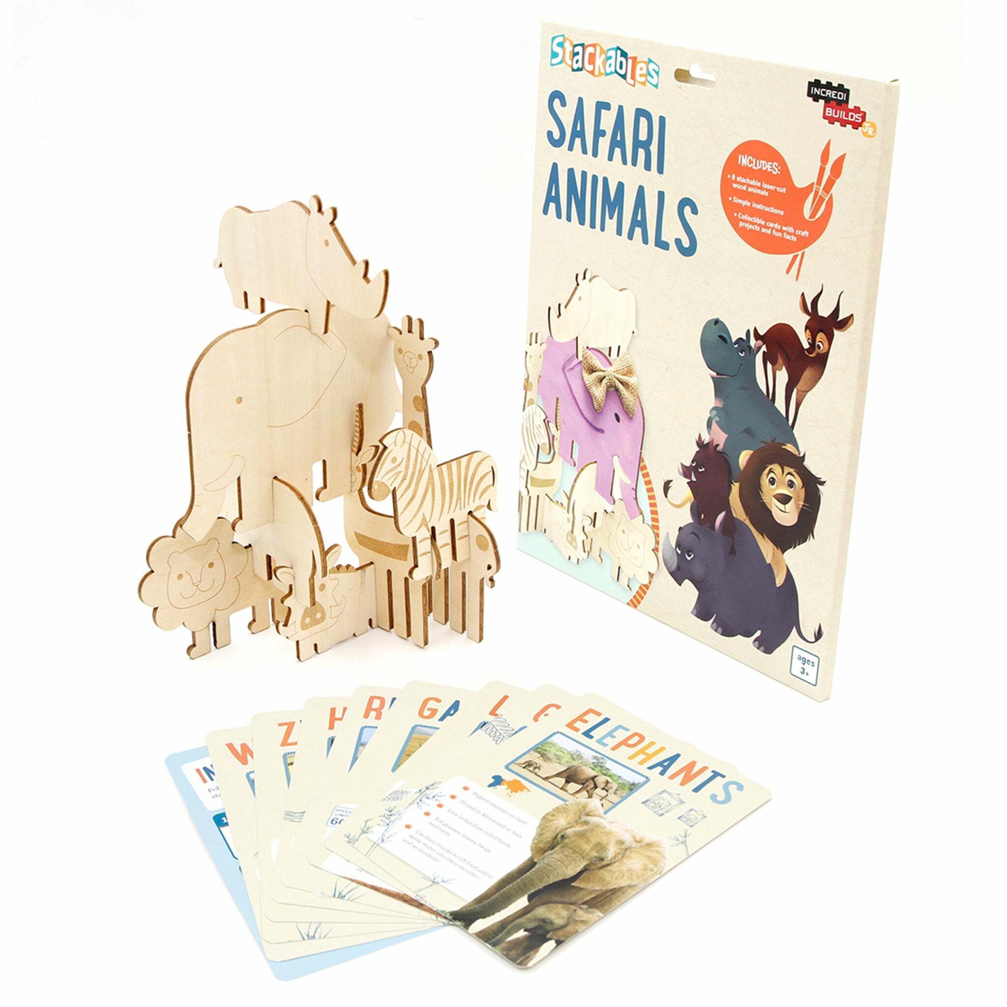INCREDIBUILDS 3D PLYWOOD PUZZLE -Stackables: Safari Animals Kit+ Asia