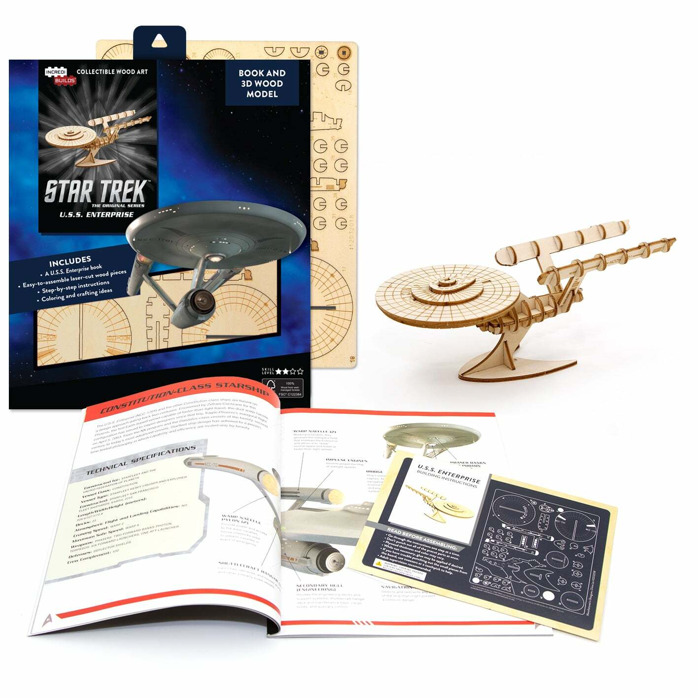 Incredibuilds 3D Plywood Puzzle - Star Trek - U.S.S. Enterprise