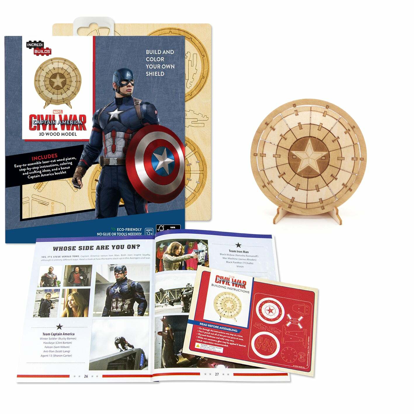 INCREDIBUILDS 3D PLYWOOD PUZZLE - Marvel: Captain America, Captain America Shield Kit+