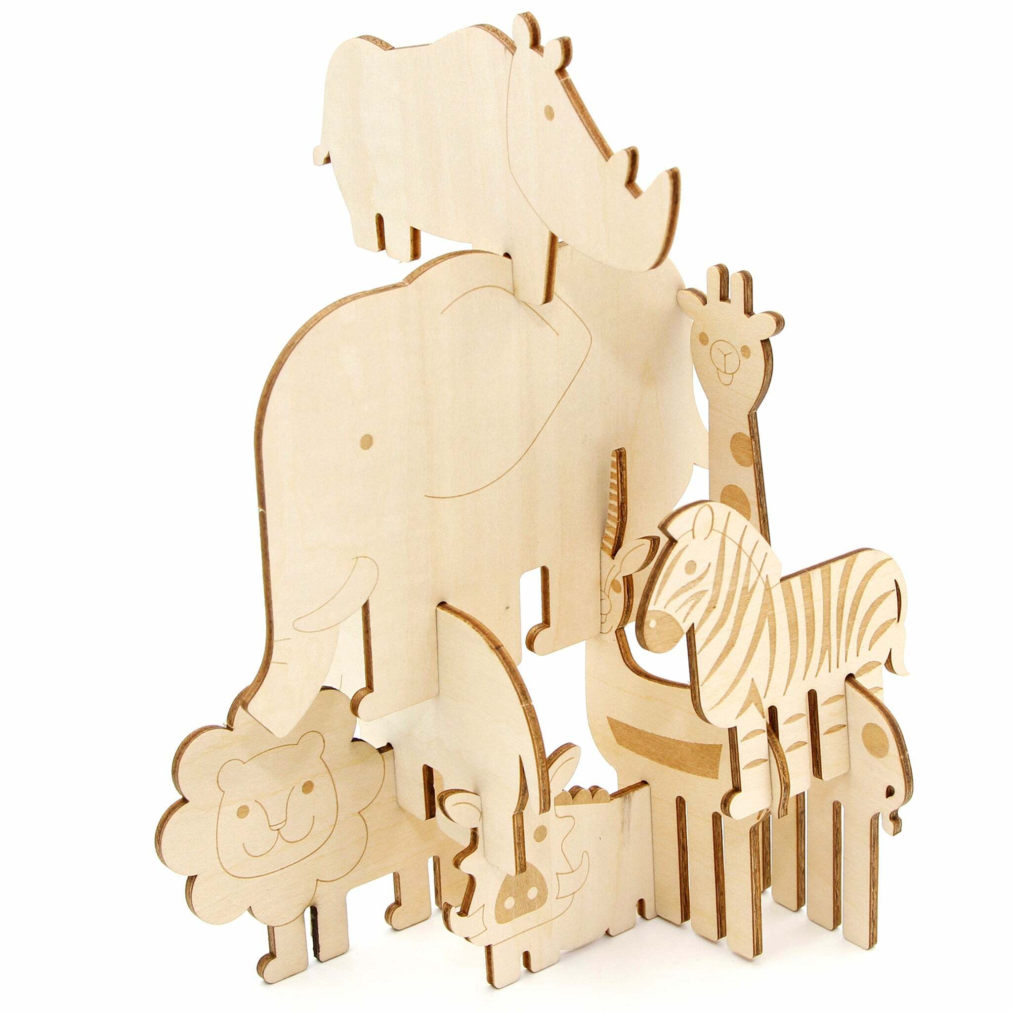 INCREDIBUILDS 3D PLYWOOD PUZZLE -Stackables: Safari Animals Kit+ Asia