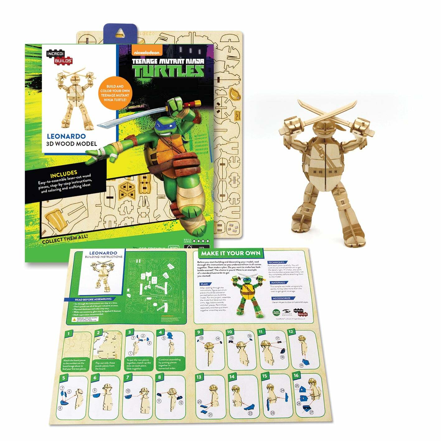INCREDIBUILDS 3D PLYWOOD PUZZLE - Teenage Mutant Ninja Turtle: Leonardo Kit+