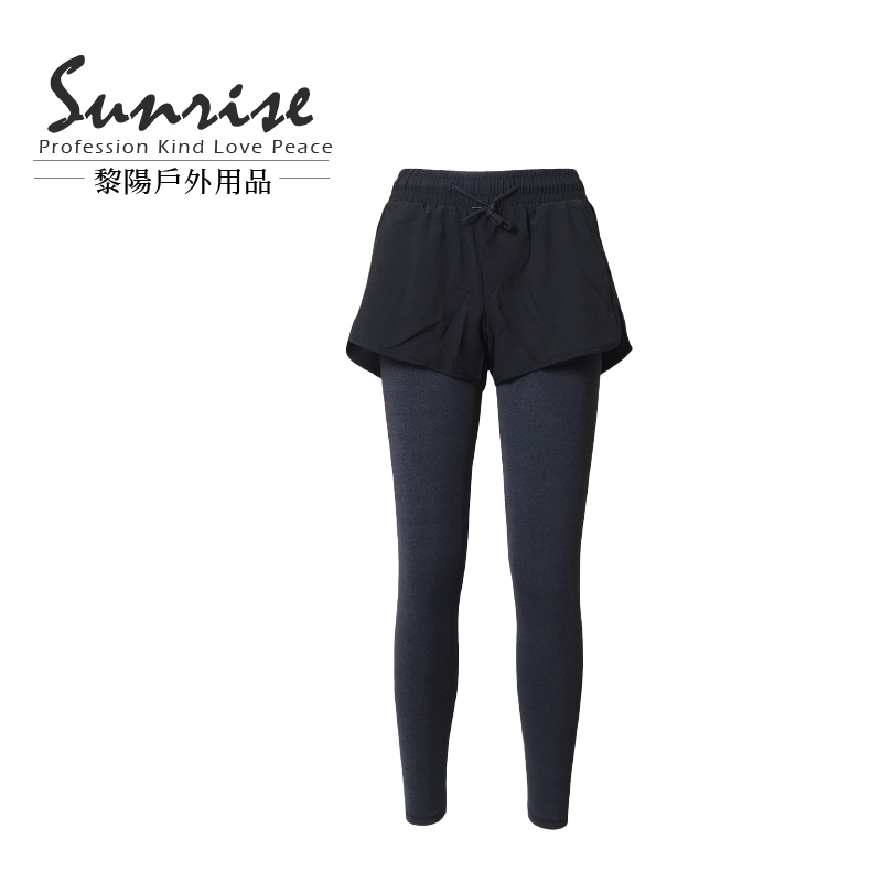 【黎陽】二件式運動長褲 女款 (黑灰) 彈性/舒適/快乾/透氣/運動 21PWS9009