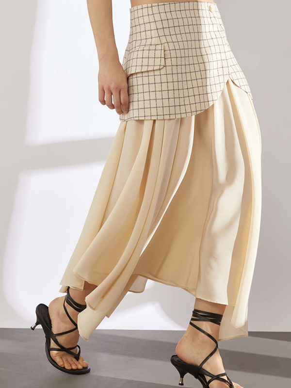 ERIKA CAVALLINI 格紋雙層造型長裙