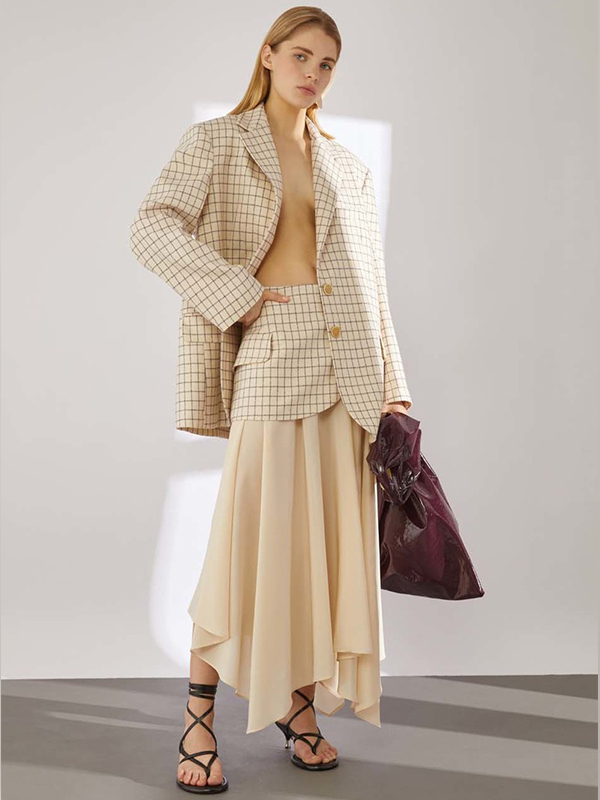 ERIKA CAVALLINI 格紋雙層造型長裙