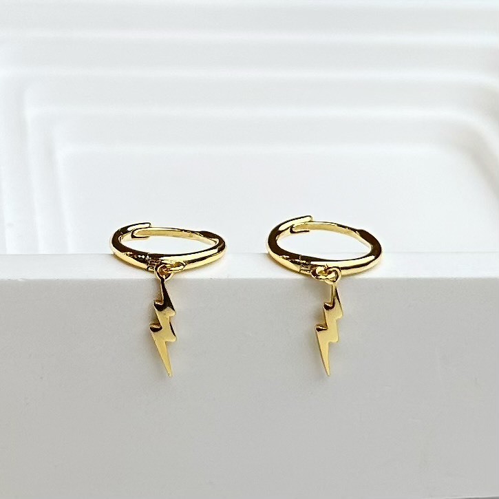 火花．閃電造型純銀易扣