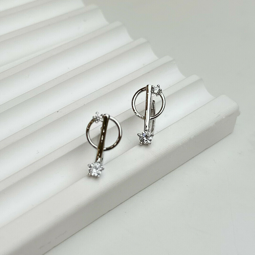 小甜心．交叉小鑽純銀易扣