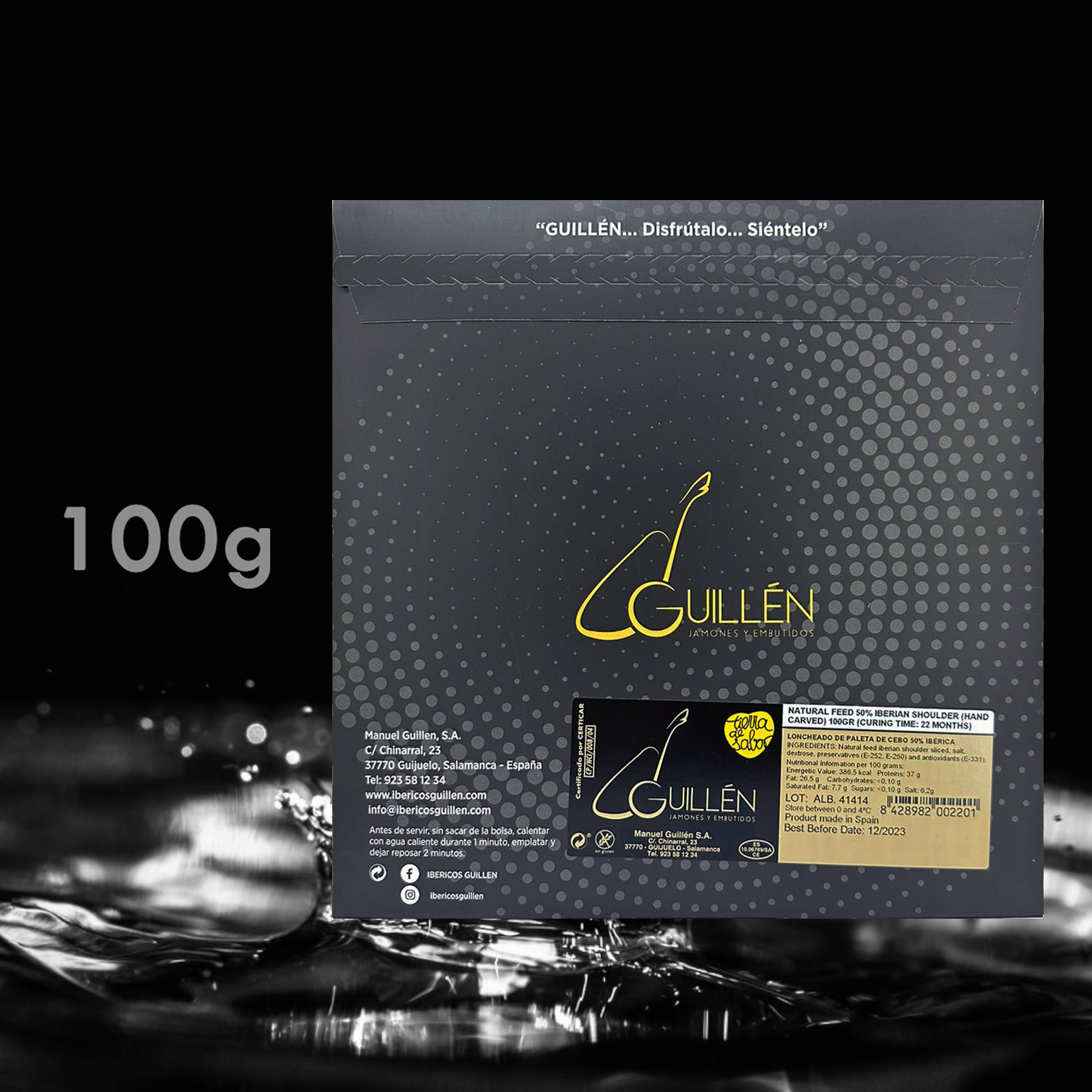 Ibéricos Guillén 天然餵飼50% 西班牙伊比利亞黑毛豬肩肉 (手切) (熟成時間:22個月) 100G