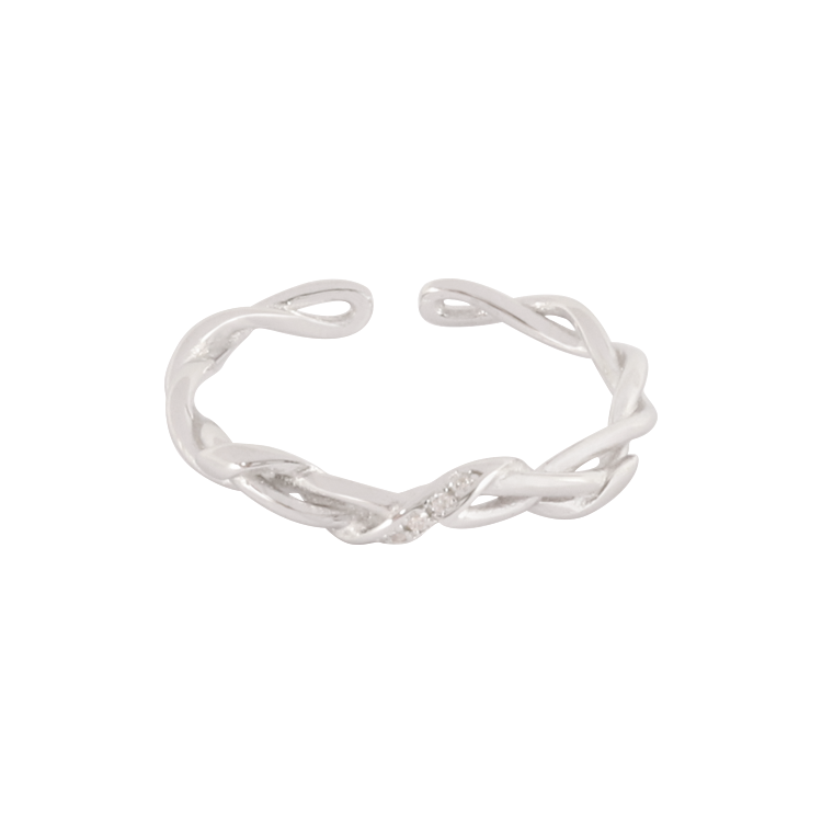 純銀對戒，情侶戒指 麻花纏繞設計；平行交織 閃耀動人（2994女款）